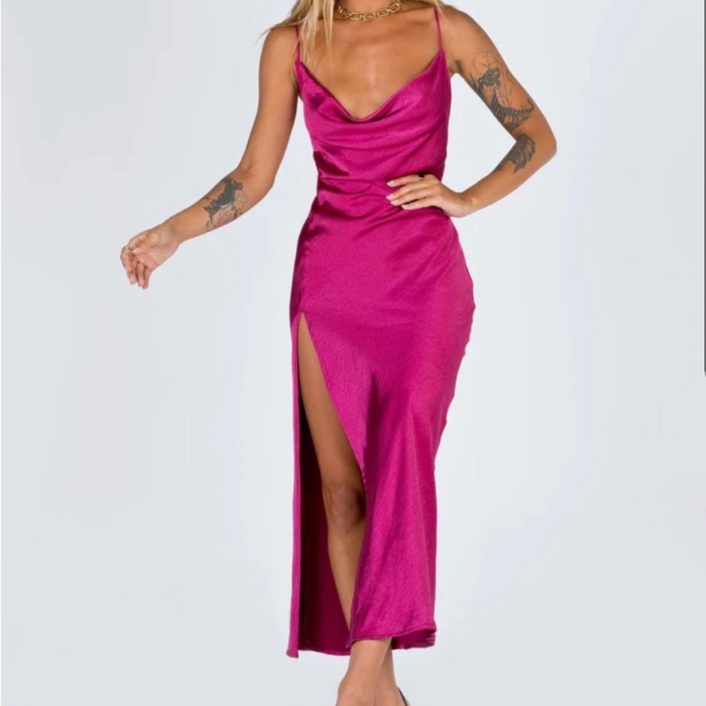 NWT Princess Polly Walk The Line Maxi Dress Magenta Size US 2 AU 6